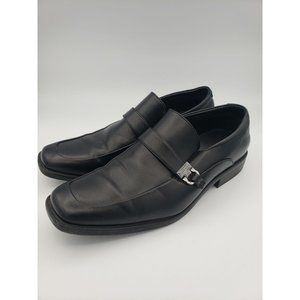 Perry Ellis Oran Dolce Mens Faux Leather Black Slip-On Casual Dress Shoes Sz 9.5